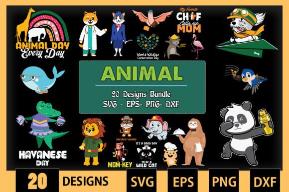 Animal Bundle SVG 20 Designs for Graphics and Crafts