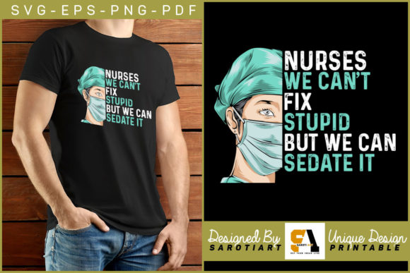 Funny Nurse T-shirt Design Silhouette Graphics Crafts
