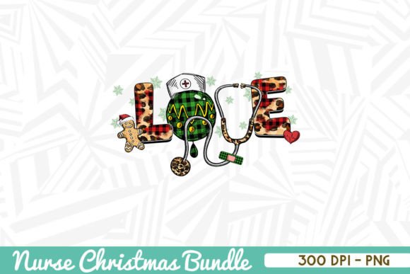LOVE Christmas Nurse Sublimation Graphics