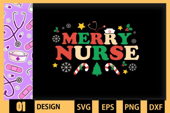 Merry Nurse Retro Christmas Graphics
