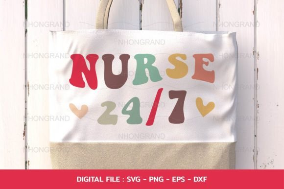 Nurse 24 7 Nurses Work Hard Cute Retro