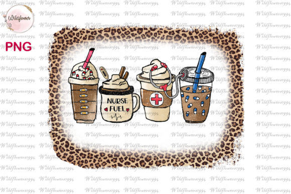 Nurse Coffee Leopard Background PNG