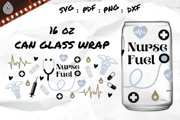 Nurse Fuel 16oz Can Glass Wrap Graphics