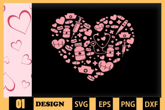Nurse Heart Doodle Valentine Graphics
