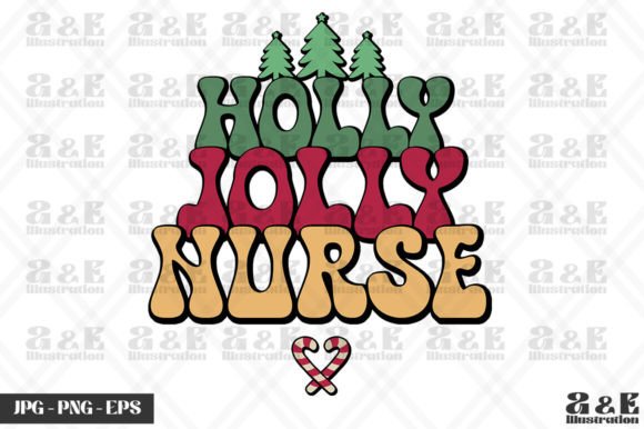Retro Xmas Holly Jolly Nurse Christmas Graphics