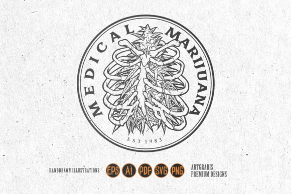 Silhouette Weed Ribcage Logo Medical Graphics and Crafts